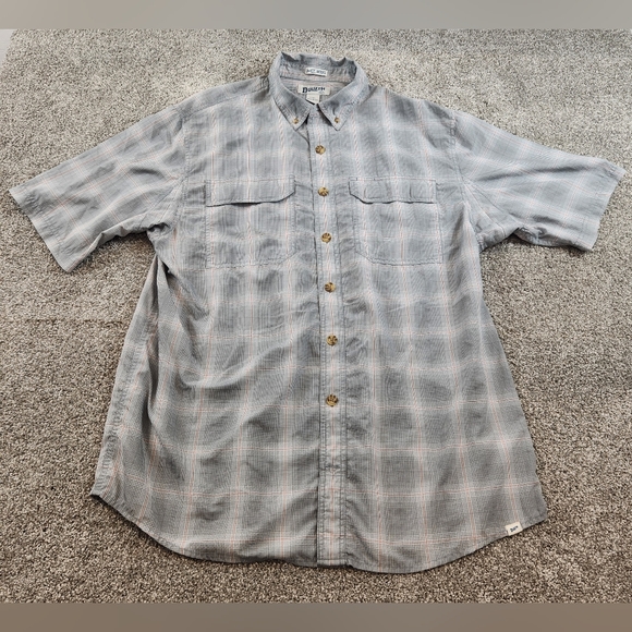 DULUTH Trading Mens Untucked Relaxed Fit Size LT Short Sleeve Button Up Gray - Picture 1 of 5